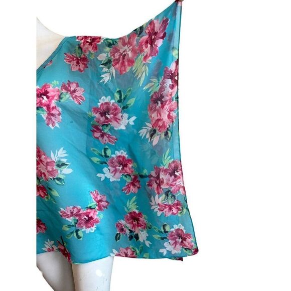 Talbots Womens Small Medium Blue Floral Dolman Sleeve Blouse Sheer Top Oversized - Picture 3 of 6